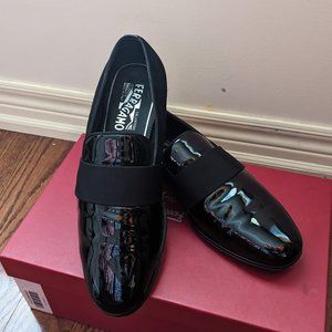 SALVATORE FERRAGAMO ​Bryden Suede & Patent Leather Smoking Slippers